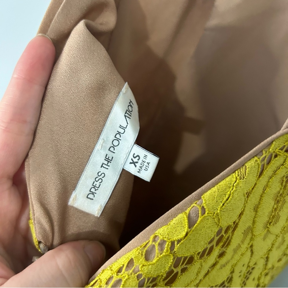 Dress The Population Angie Yellow Lace Halter Mini Dress - Picture 6 of 9